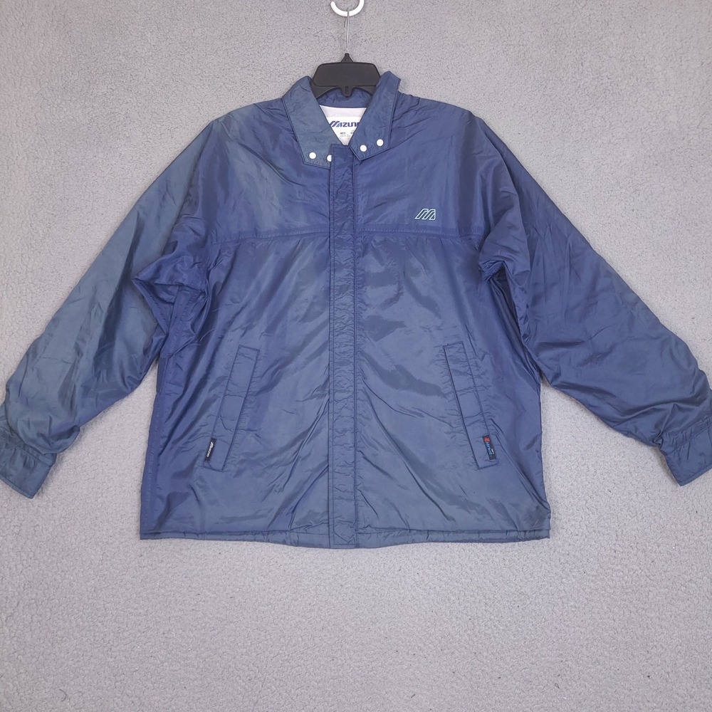 Vintage Mizuno Windbreaker Jacket Mens Medium Blue Zip Nylon Vented Made Japan